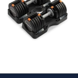 Here's an alt tag for the image: Adjustable dumbbells, home gym workout.